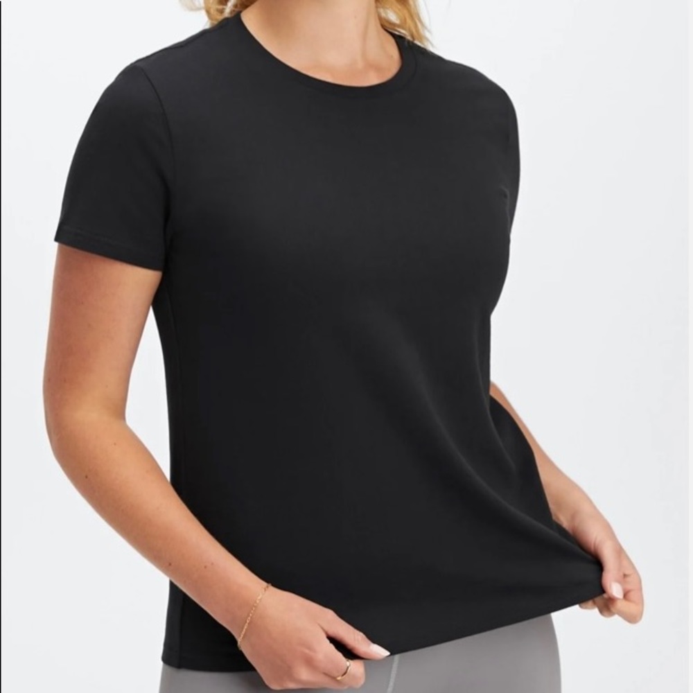 Fabletics Women's 100% Cotton Jersey Tee Black Shirt Small Top